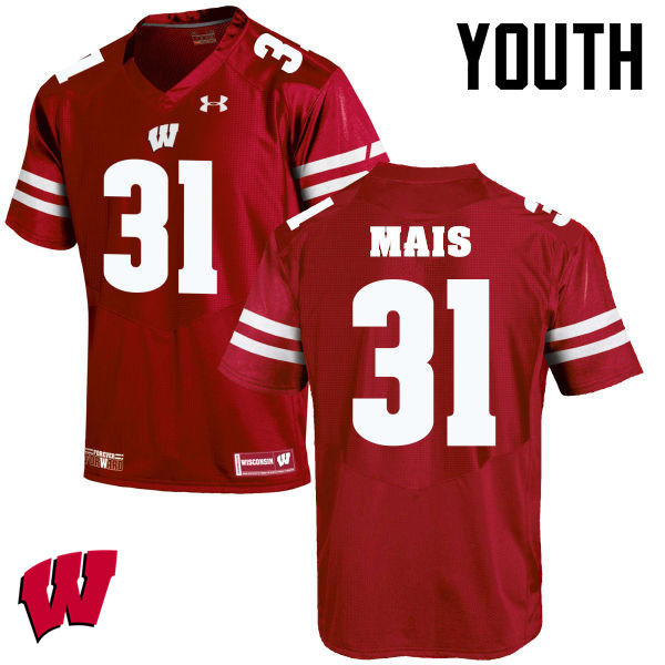 Youth Winsconsin Badgers #31 Tyler Mais College Football Jerseys-Red